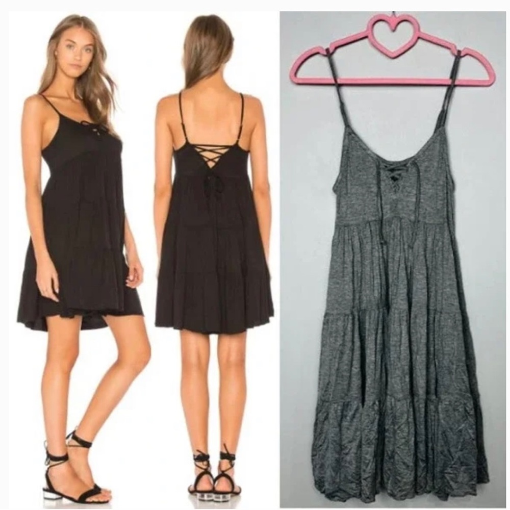 Chaser Anthropologie Gray Tiered Dress Sz XS